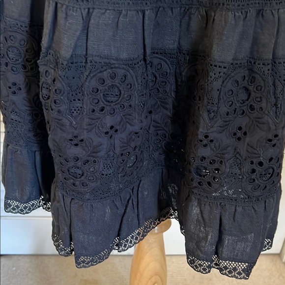 Sundance Linen Noonday To Nightfall Black Lace Midi Skirt - Picture 3 of 6